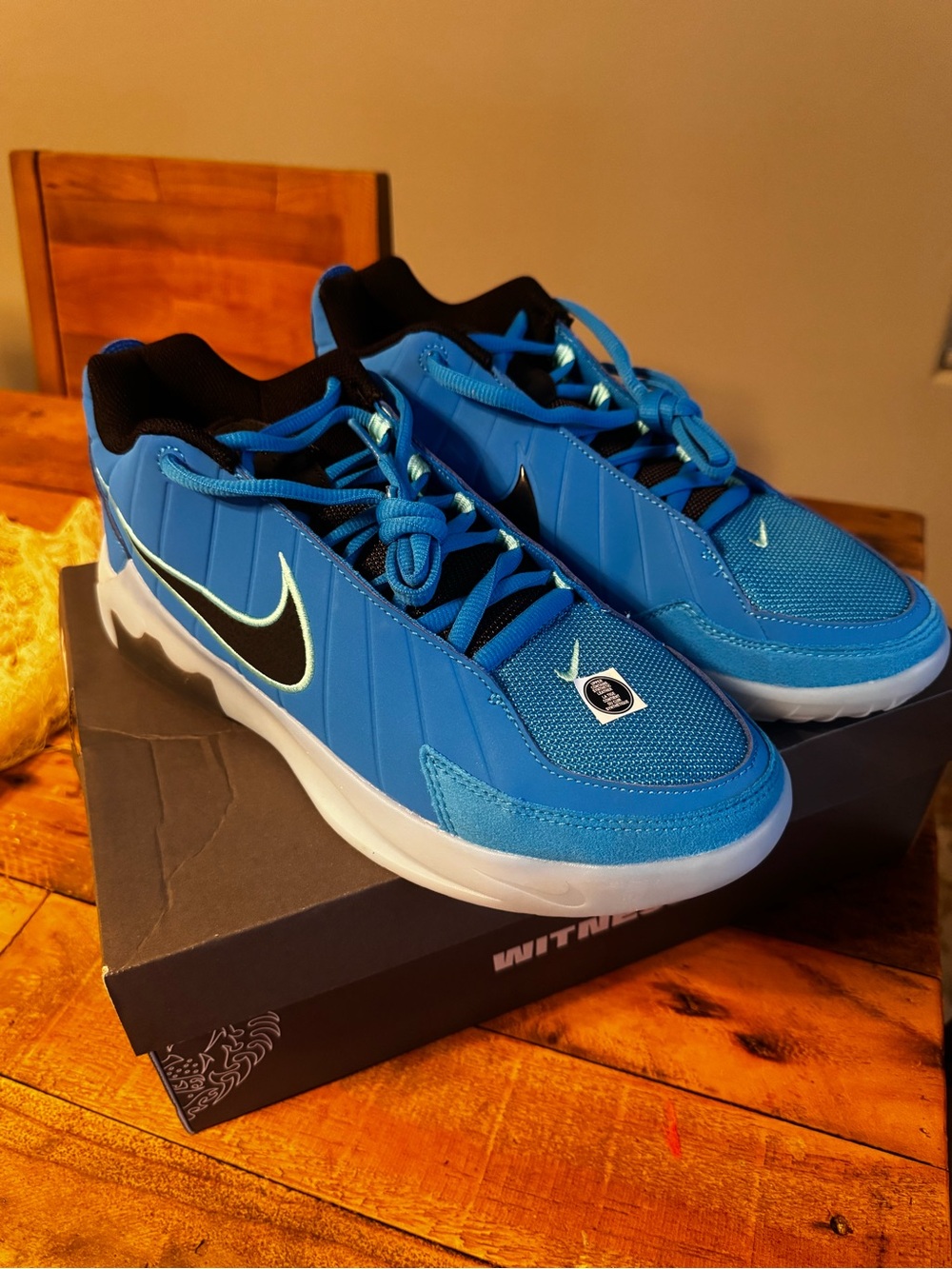 Nike LeBron Witness IX Bright Blue Low-Top Sneakers with Black Swoosh